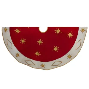 54" Gold Thread Embroidered Red Christmas Tree Skirt