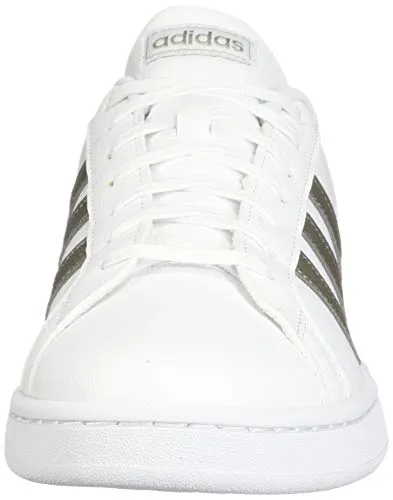 adidas Women's Grand Court Tennis Shoe, White/Platino Metallic/White, 7 M US