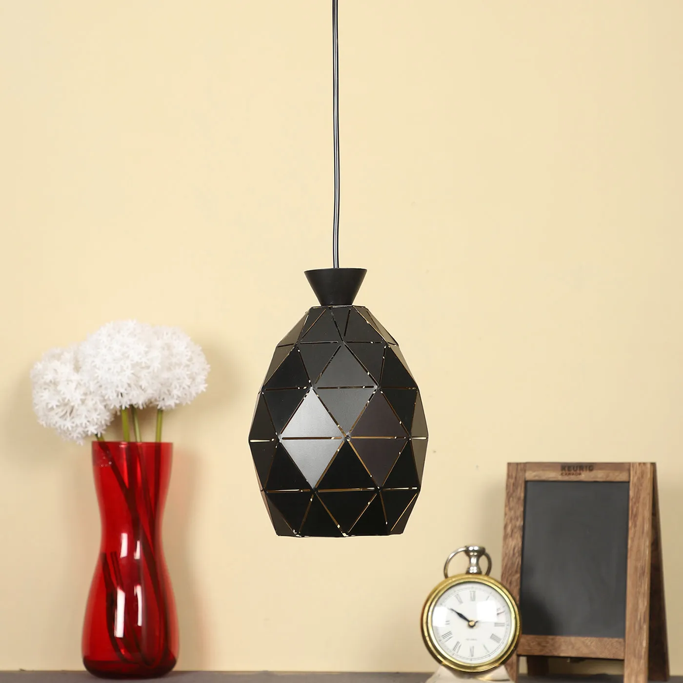 Black Metal Hanging Light - Z-220-HL-BK-GD - Included Bulb