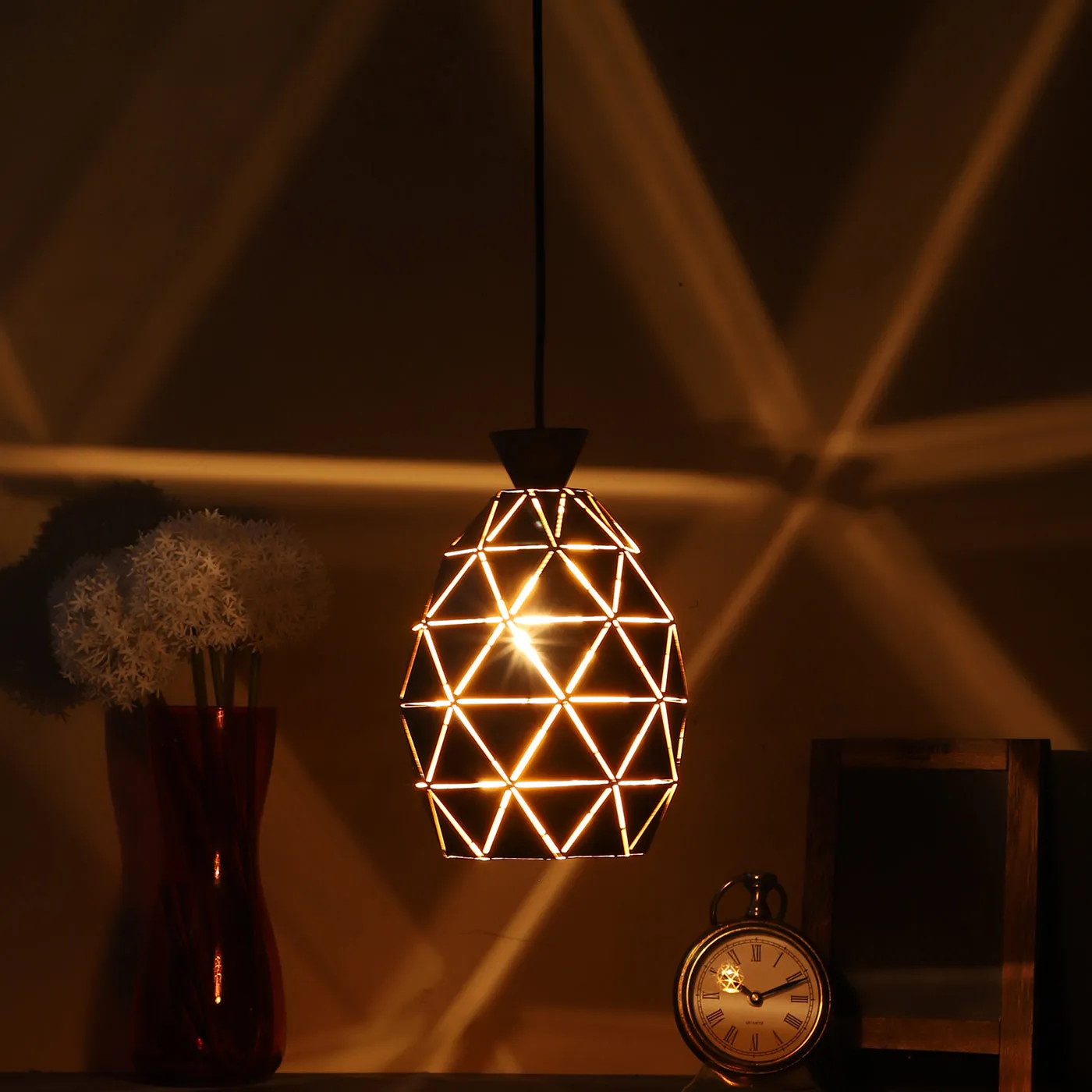 Black Metal Hanging Light - Z-220-HL-BK-GD - Included Bulb
