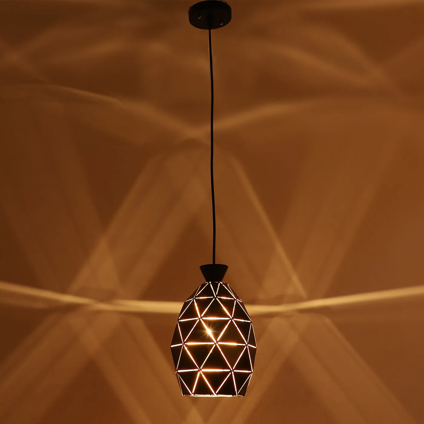 Black Metal Hanging Light - Z-220-HL-BK-GD - Included Bulb
