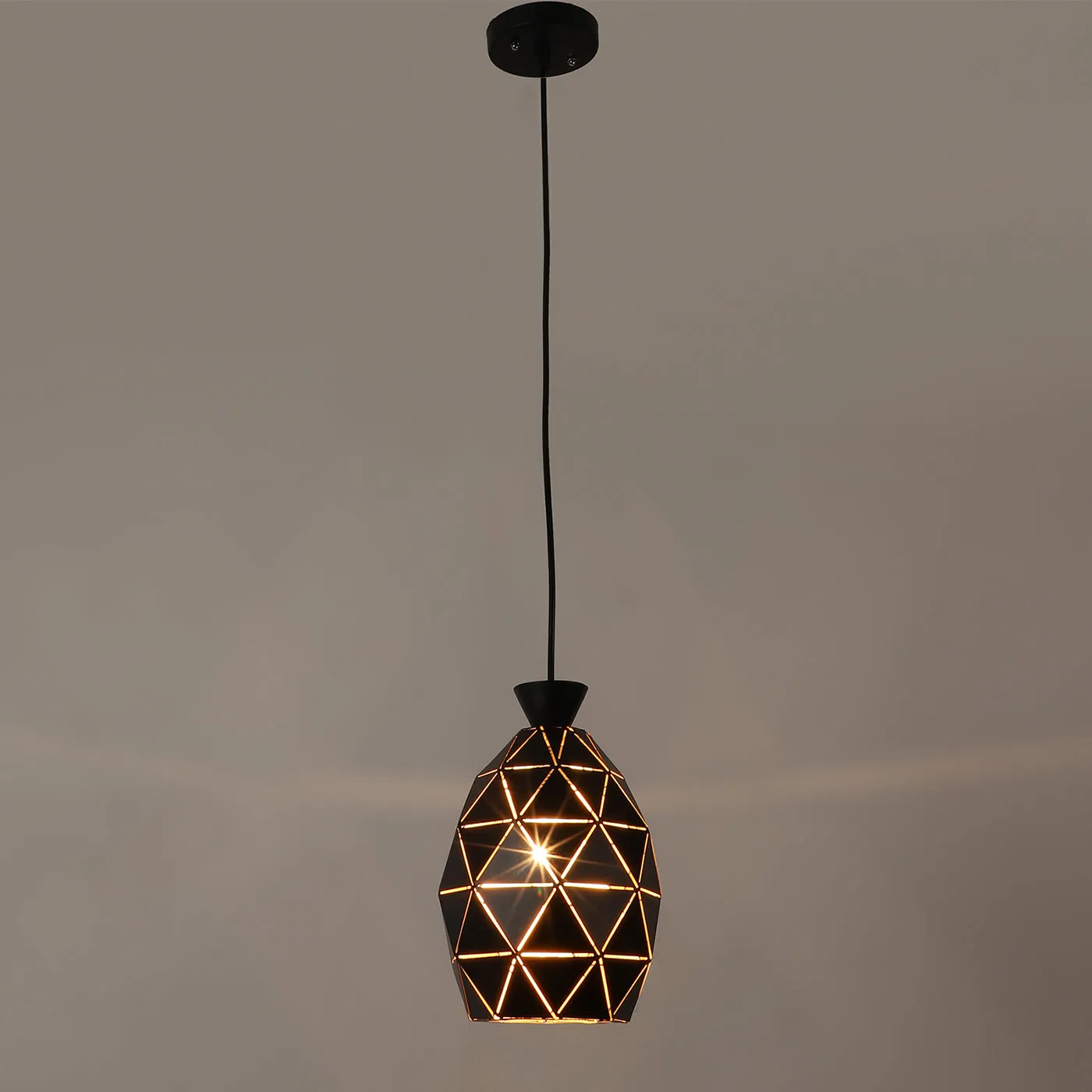 Black Metal Hanging Light - Z-220-HL-BK-GD - Included Bulb