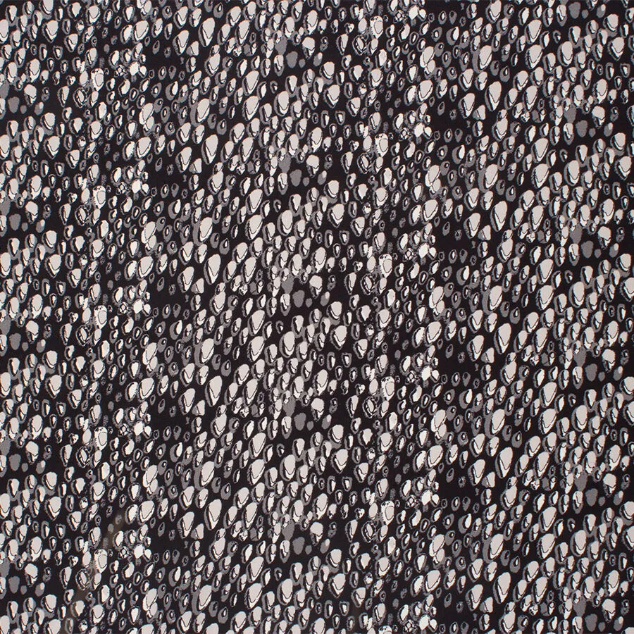 Black/Grey Abstract Animal Printed Silk Satin