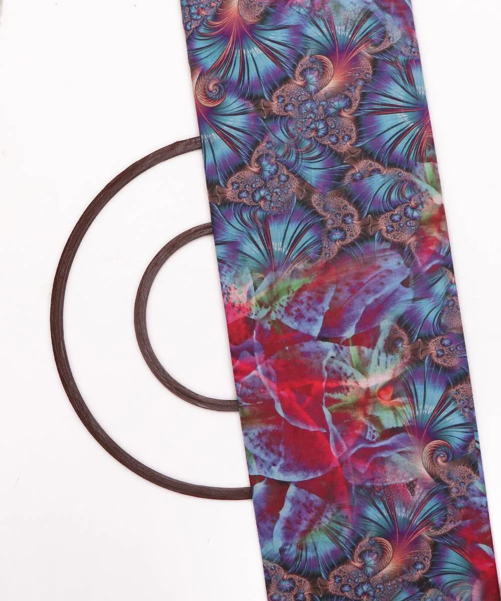 Blue Colour Abstract Print Cotton Digital Print Fabric