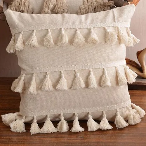 Bohemian Elegance Tassel Decorative Pillow Cover