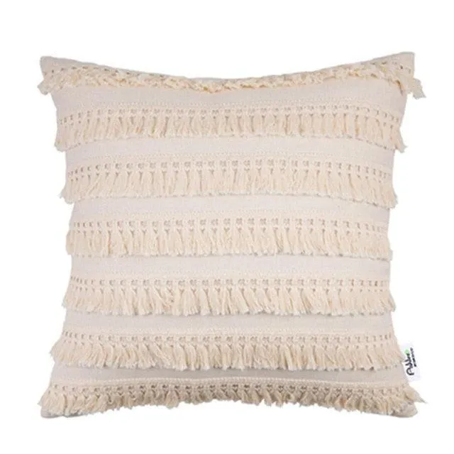 Bohemian Elegance Tassel Decorative Pillow Cover