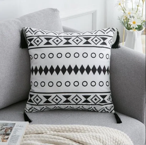 Bohemian Elegance Tassel Decorative Pillow Cover