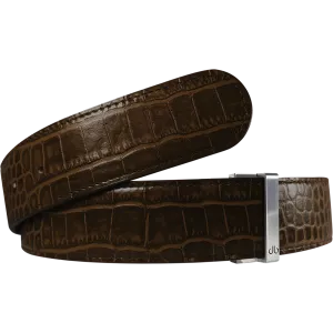 Brown Crocodile Textured Leather Belt