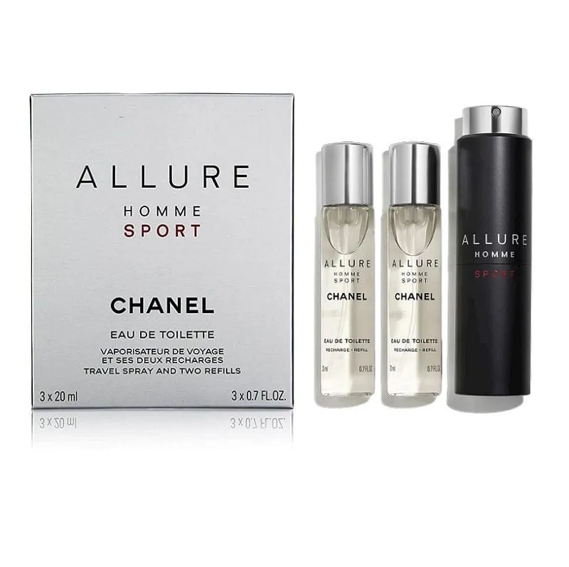 Chanel Allure Homme Sport EDT  3 X 20ml Travel Spray for Men