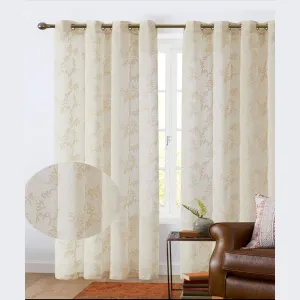 Cooper Leaf Embroidered Sheer Grommet Window Panel, 54x84 Inches
