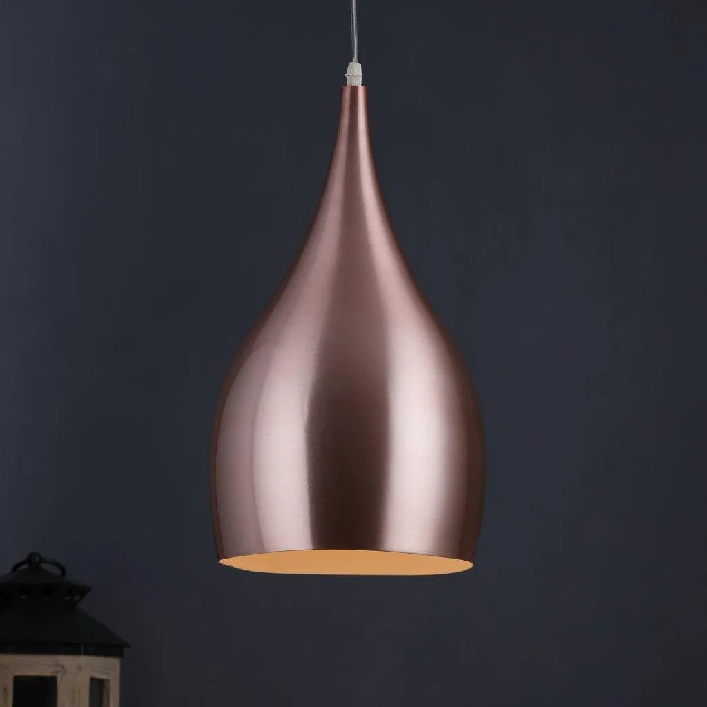 Copper  Metal Hanging Light - M-42-HL-Cop-Wh-Big - Included Bulb