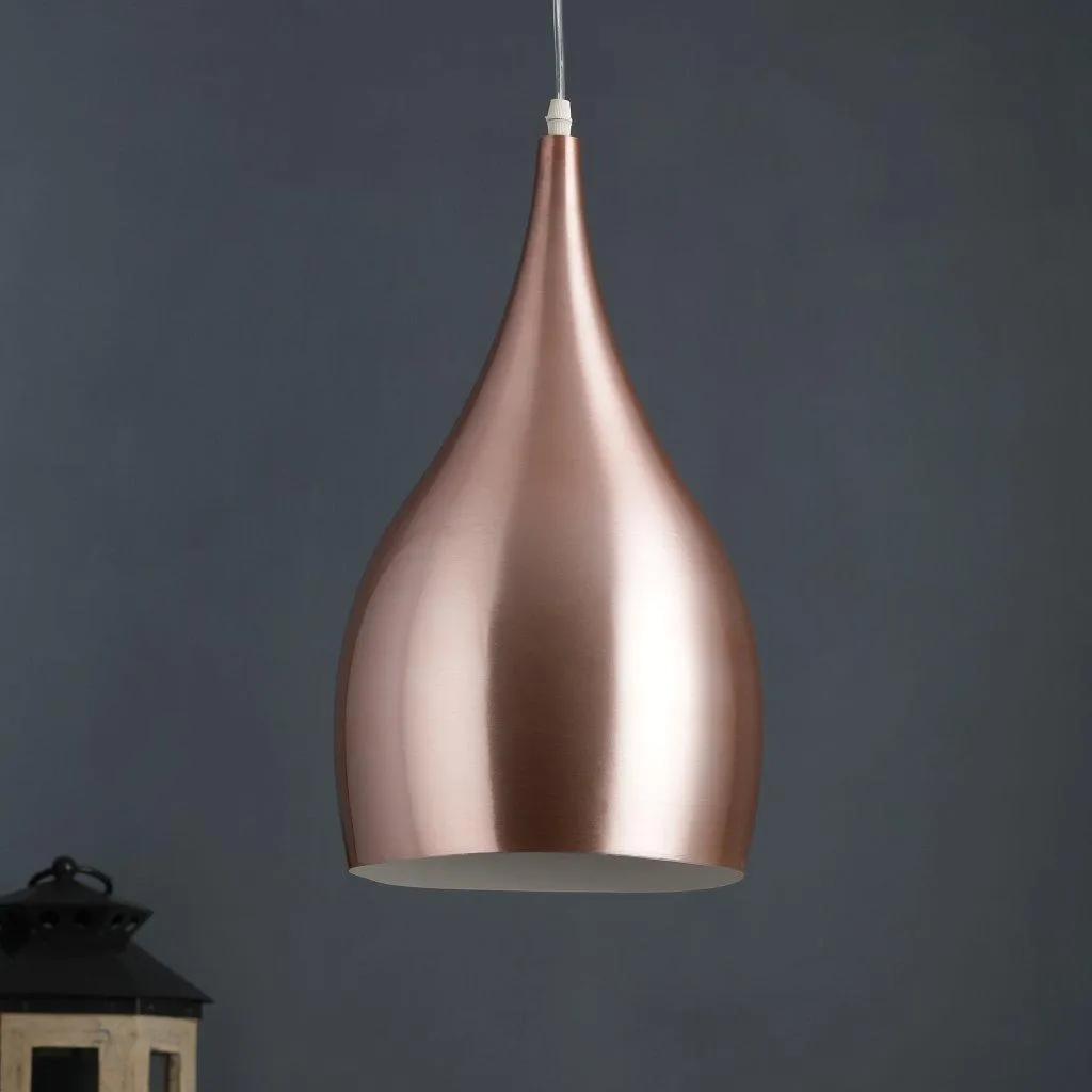Copper  Metal Hanging Light - M-42-HL-Cop-Wh-Big - Included Bulb