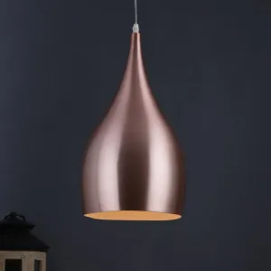 Copper  Metal Hanging Light - M-42-HL-Cop-Wh-Big - Included Bulb
