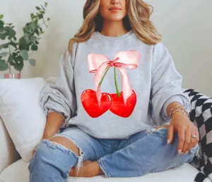 Coquette Cherry Bow Sweatshirt