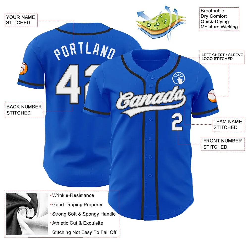 Custom Thunder Blue White Gray-Black Authentic Baseball Jersey