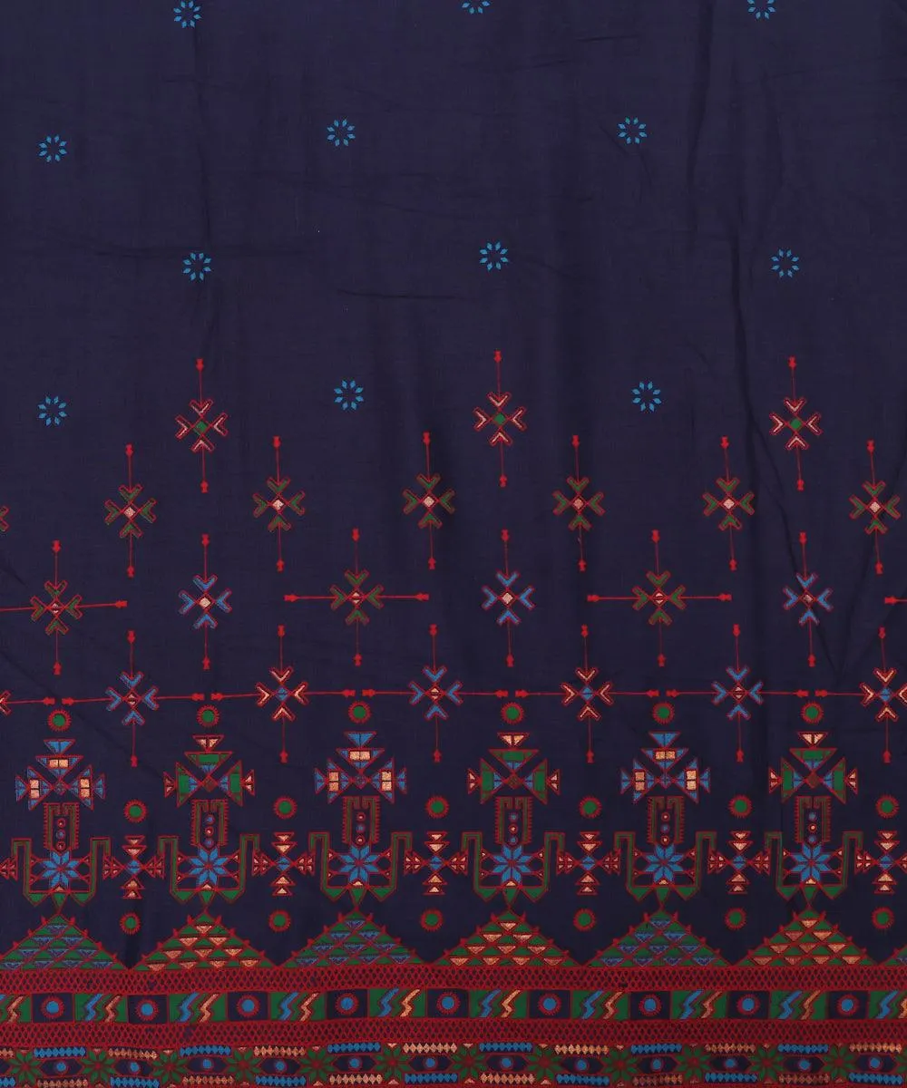 Dark Blue Colour Abstract Print Rayon Fabric