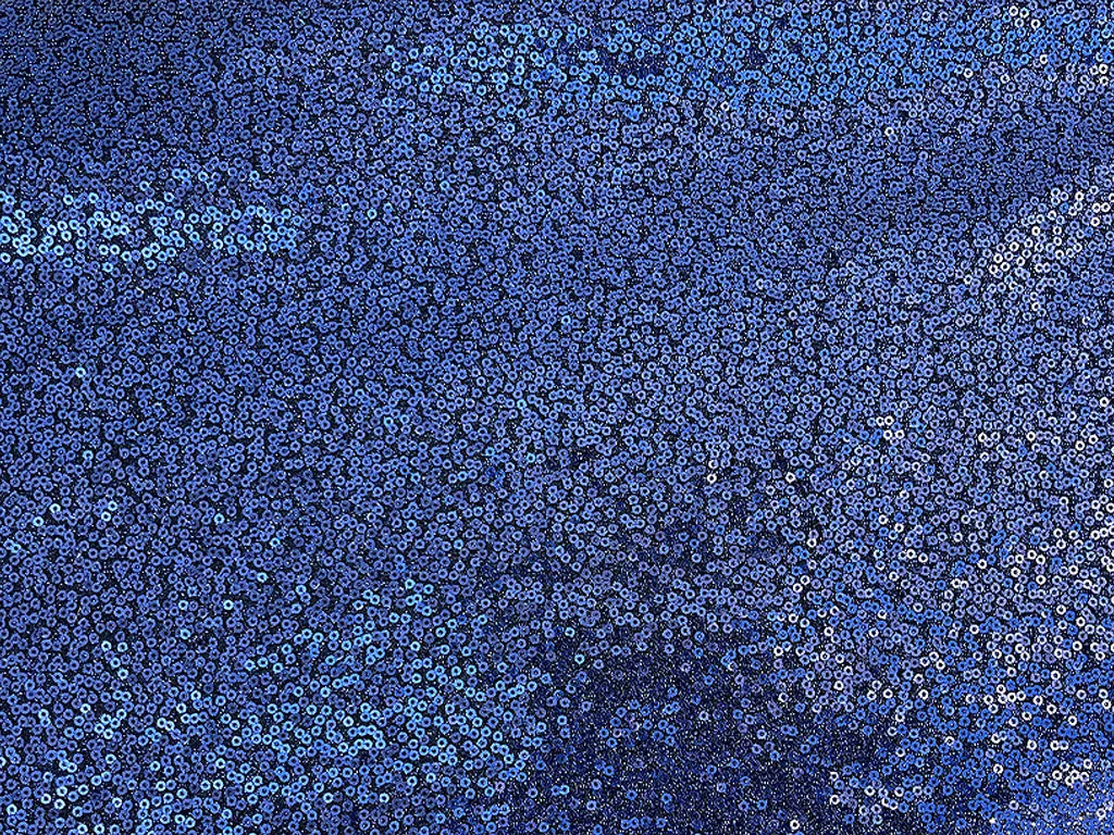 Deep Royal Blue Plain Sequins Embroidered Net Fabric
