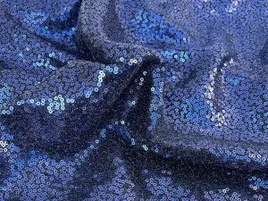 Deep Royal Blue Plain Sequins Embroidered Net Fabric