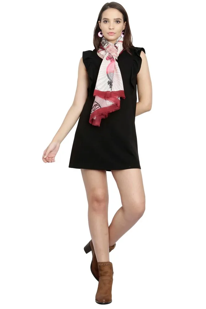 FabSeasons Viscose Abstract Maroon Printed Soft & Stylish Scarf