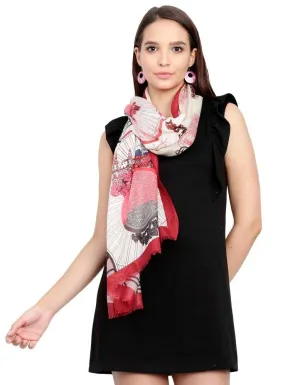 FabSeasons Viscose Abstract Maroon Printed Soft & Stylish Scarf