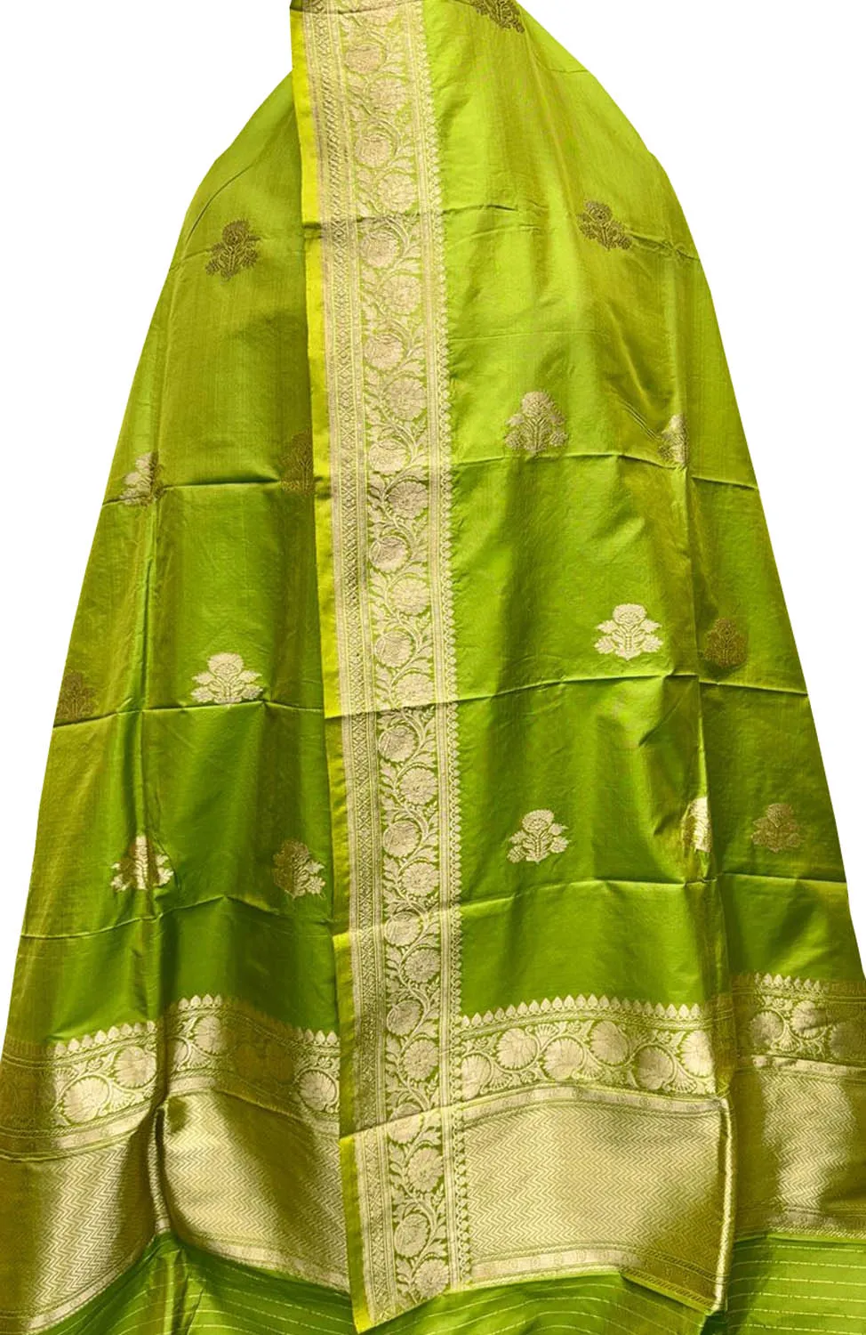 Green Banarasi Pure Katan Silk Dupatta - Elegant and Luxurious