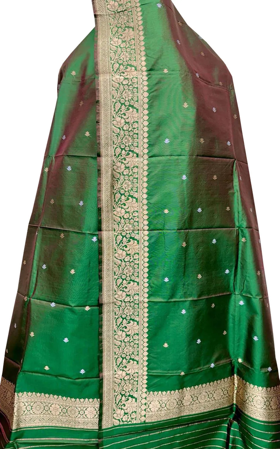 Green Banarasi Silk Dupatta: Pure Elegance in Katan
