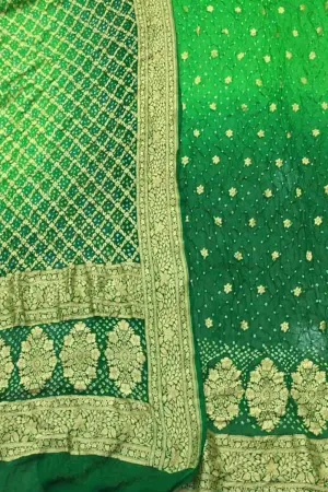 Green Bandhani Georgette Suit Set - Unstitched