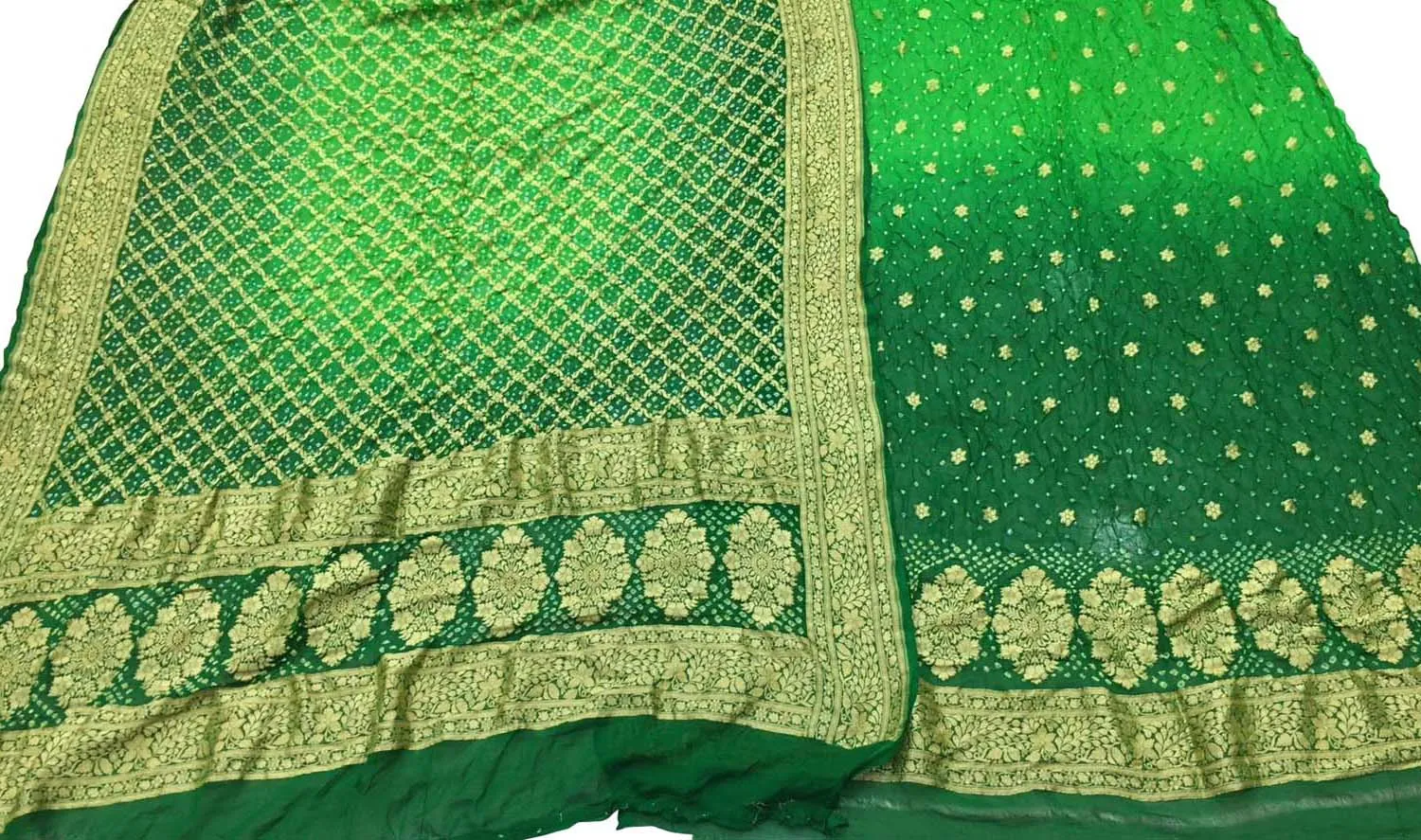 Green Bandhani Georgette Suit Set - Unstitched