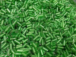 Green Silverline Pipe / Bugle Glass Seed Beads