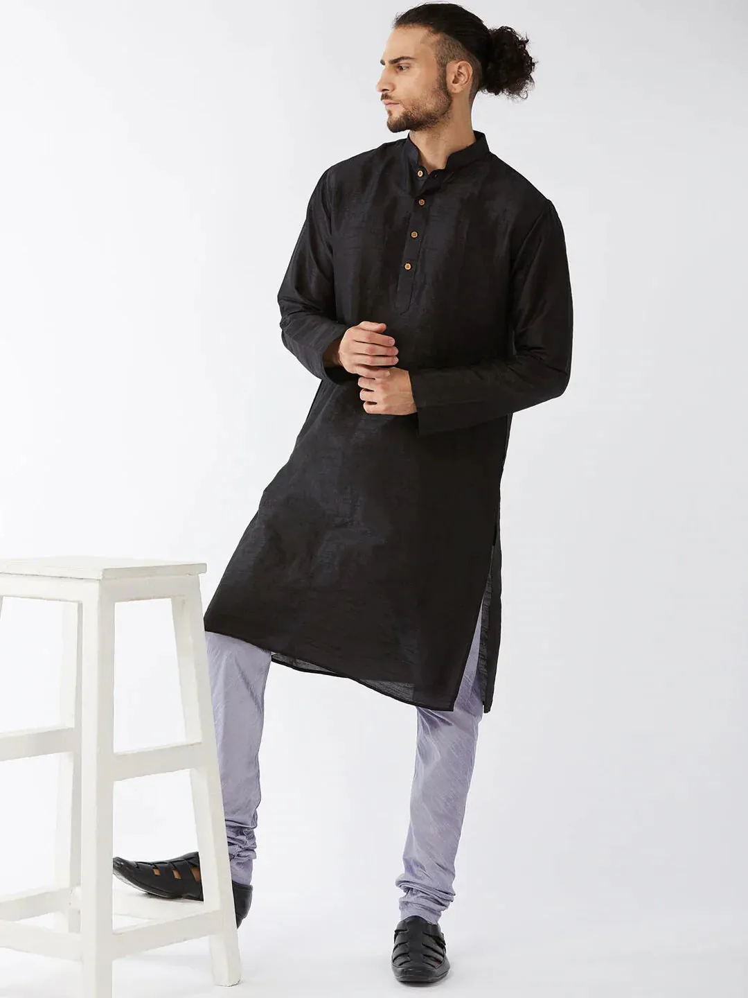 Jashvi Men's Lavender Solid Straight-Fit Churidar