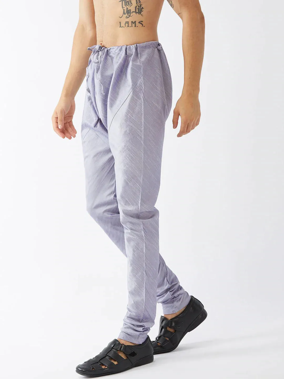 Jashvi Men's Lavender Solid Straight-Fit Churidar