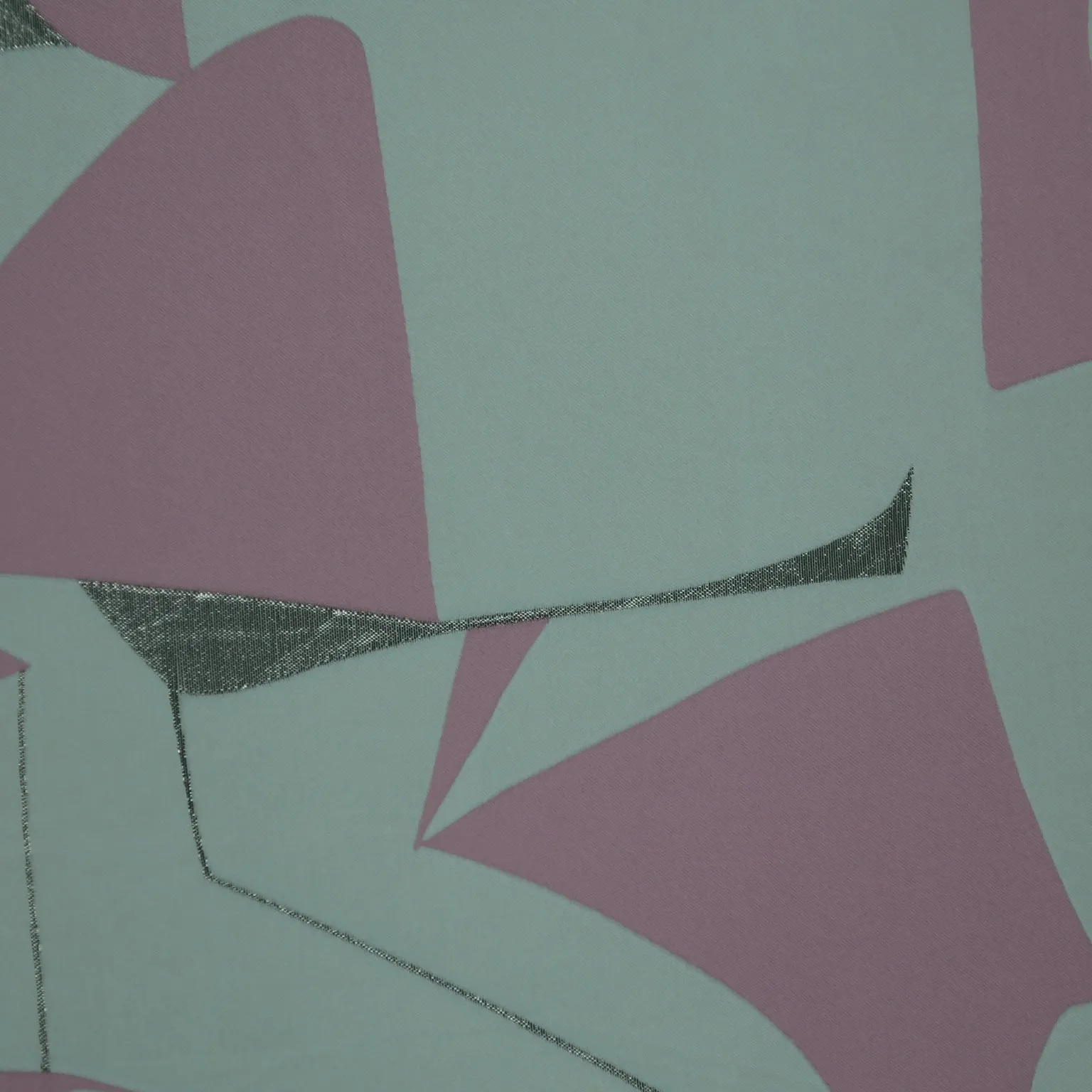 Mint and Dusty Pink Abstract Modern Embroidered Silk Organza Fabric