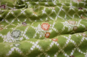 Natural Elegance: Leaf Green Jaal Tilfi Pure Khaddi Georgette Banarasi Sari