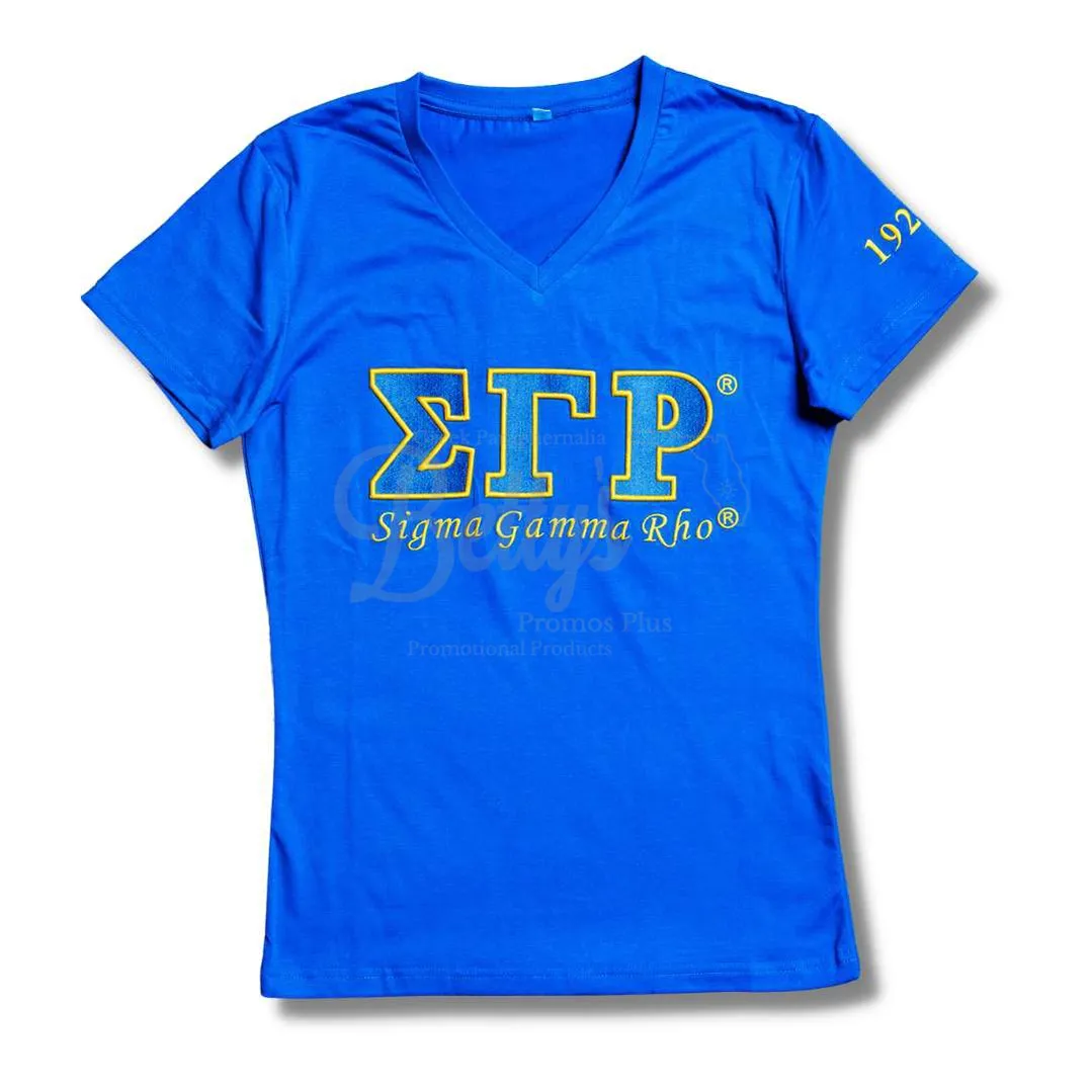 Sigma Gamma Rho ΣΓΡ Luxury Embroidered T-Shirt with 1922 Sleeve