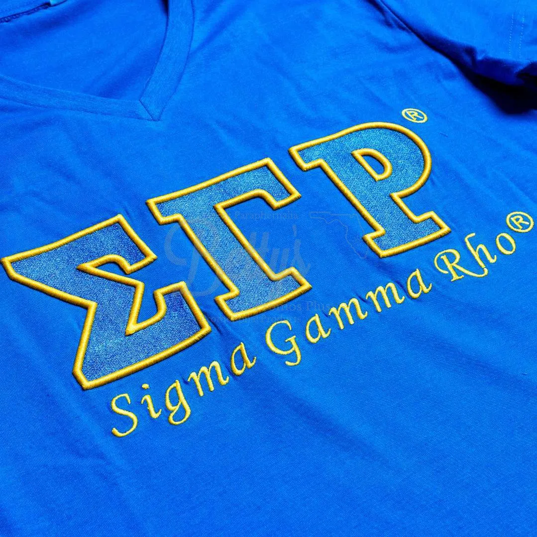 Sigma Gamma Rho ΣΓΡ Luxury Embroidered T-Shirt with 1922 Sleeve