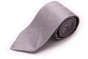 Silver & Black Diamond Micropattern Silk Tie