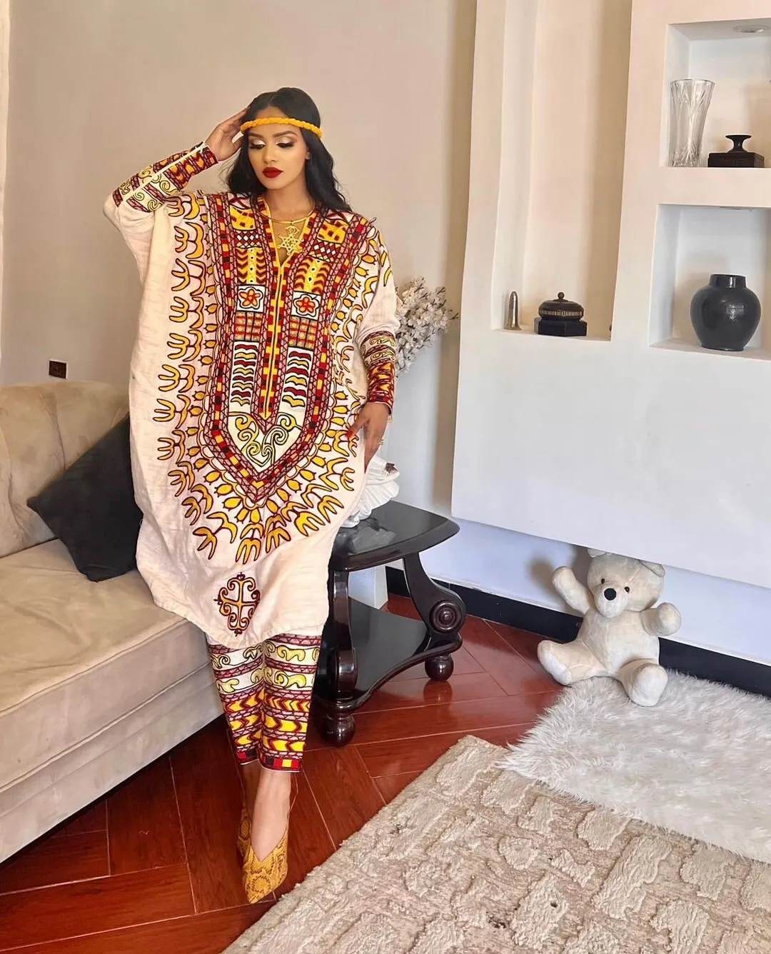 Unique Habesha Kemis with pant Elegant Ethiopian Habesha Dress Zuria Modern Traditional Ethiopian Dress