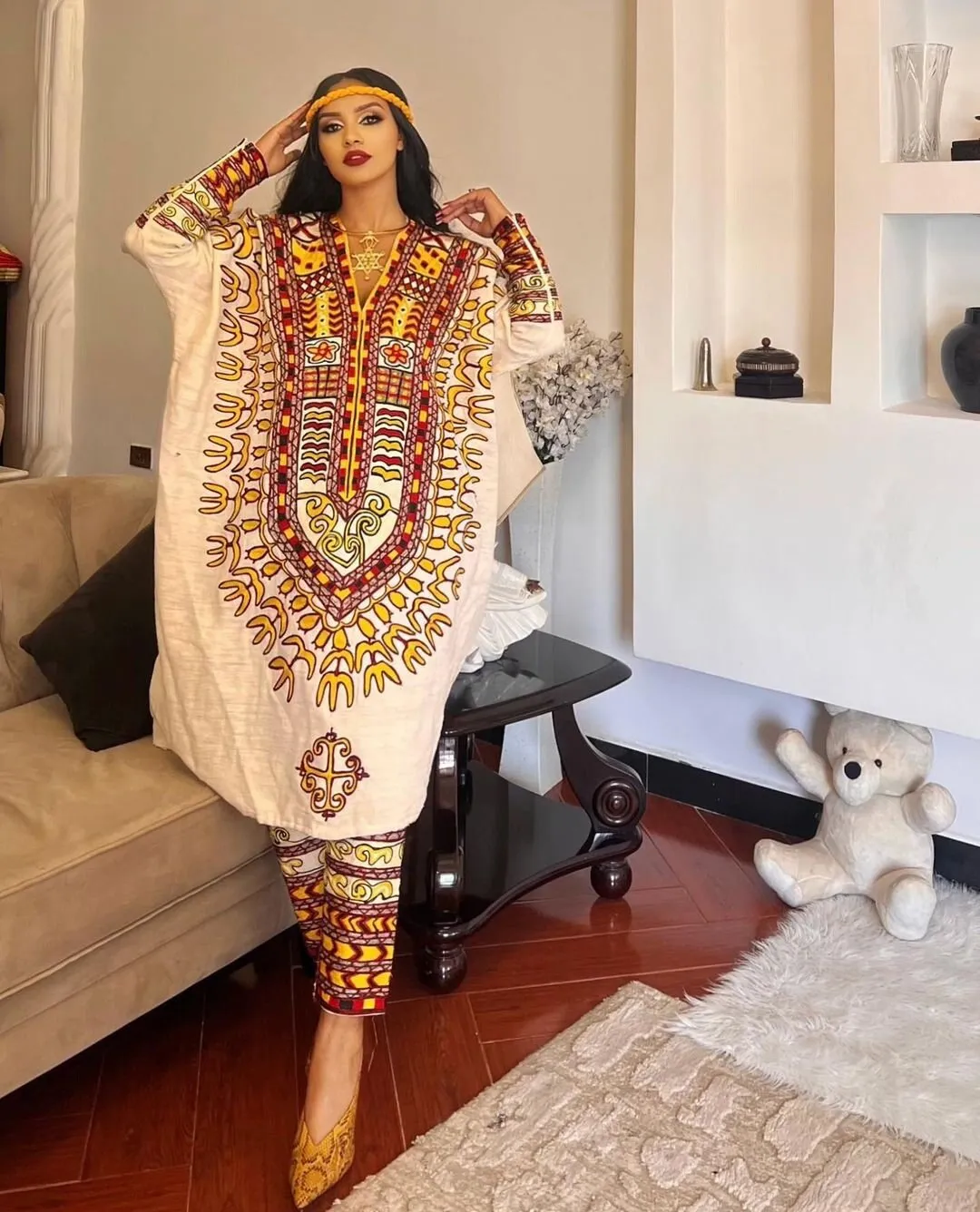 Unique Habesha Kemis with pant Elegant Ethiopian Habesha Dress Zuria Modern Traditional Ethiopian Dress