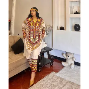 Unique Habesha Kemis with pant Elegant Ethiopian Habesha Dress Zuria Modern Traditional Ethiopian Dress