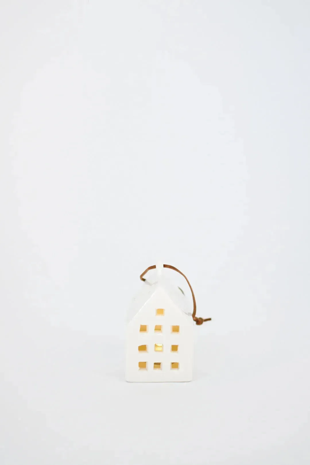 White Ceramic LED House Ornament, 4 Styles