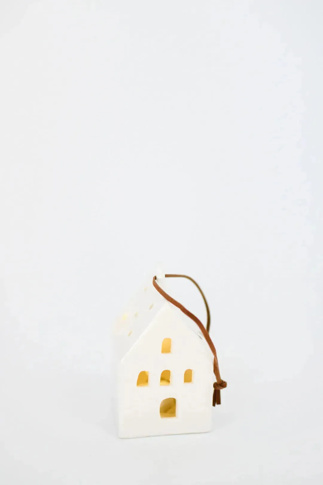 White Ceramic LED House Ornament, 4 Styles